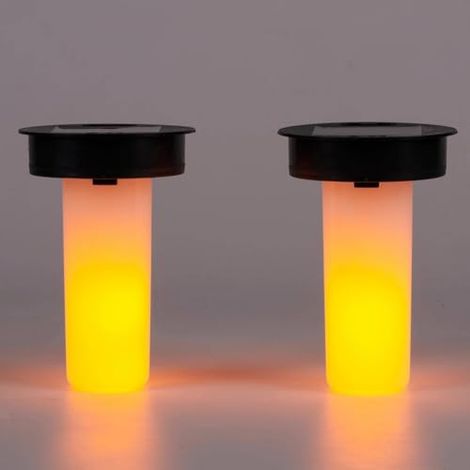 2er-Pack wasserdichte Solarlaternen, Ersatz-Solarflammen-Atmosphäre, dekorative Lichter für Garten, Terrasse, Camping, Halloween, Weihnachtsfeier (3,3 Flammen) (1/4)