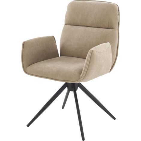 Chaise pivotante en tissu beige et pied en métal noir Mirka (1/5)