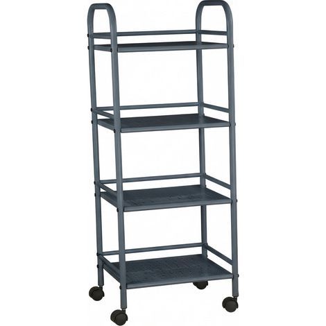 Carrello Portavivande 4 Ripiani Ruote Cucina Mobile 40x32x75 cm Nero