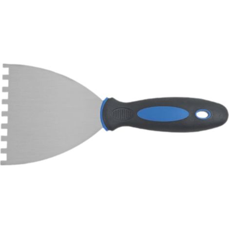 Paleta dentada, paleta para enlucir, herramienta manual de construcción con mango cómodo, paleta para azulejos para enlucir, raspar cemento y empapelar. (1/5)