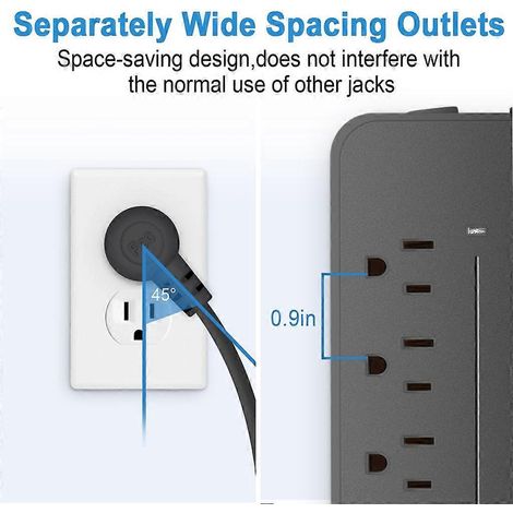 Multiprise électrique universelle avec prise américaine et câble d'alimentation USB pour bureau (1/4)
