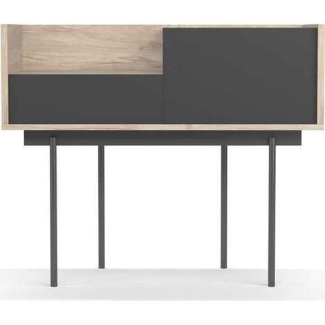 Recibidor modelo 671 acabado roble combinado con grafito, 84cm(alto) 98cm(ancho) 31cm(prof.) (1/4)