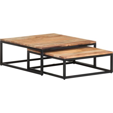 FIMEI Tables basses gigognes 2 pcs Bois d'acacia massif (1/5)