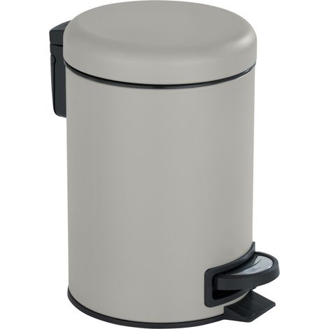 WENKO Kosmetik Treteimer Leman Taupe 3 l, Kosmetikeimer, M lleimer, Taupe, Stahl taupe, Polypropylen schwarz