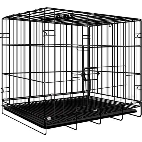 Caisse pour animaux de compagnie, design pliable, plateau d'entraînement étanche, noir (1/2)