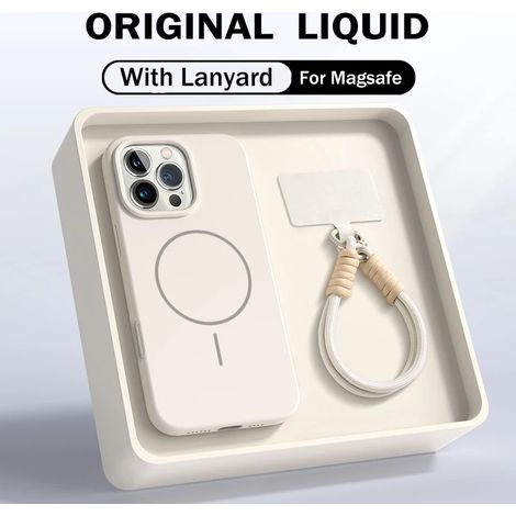 Coque de protection magnétique pour iPhone Air blanc cassé, en silicone liquide. (1/5)
