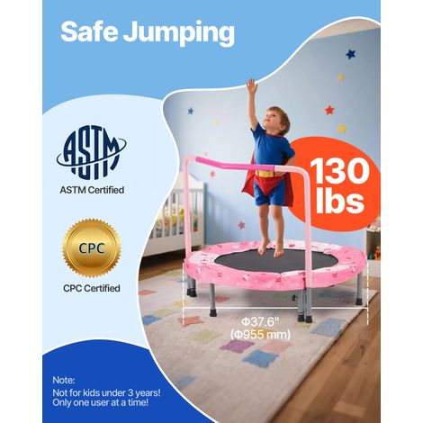 Mini trampoline pliable pour enfant, 955 x 750 mm, fitness rebounder pour tout-petits avec poignée, cadeau d'anniversaire pour enfa… (1/5)