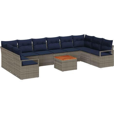 Set Divano da Giardino 11 pz Grigio polyrattan vidaXL (1/5)