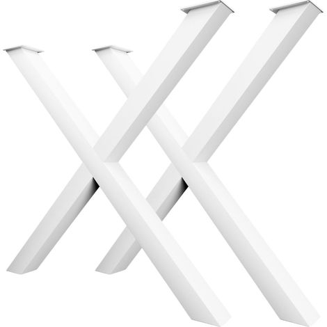 CM Furniture - Set di 2 gambe per tavolo in metallo, colore bianco, altezza 40 cm, larghezza 43 cm. Base del tavolo in acciaio a forma di X, facile da montare. Ideale per panca, sala da pranzo, tavoli (1/5)