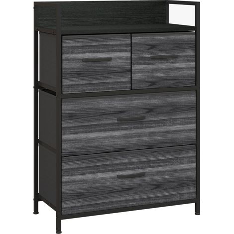Cómoda aparador industrial con 4 cajones de tejido, negro, 60 x 29 x 85 cm (1/5)