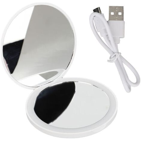 Miroir de poche LED pliable et portable avec lumière intégrée, idéal pour le maquillage en voyage