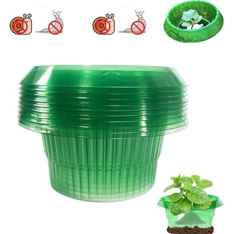 Lot de 10 protections anti-limaces pour jardin, colliers de protection transparents pour plantes et potager (1/2)