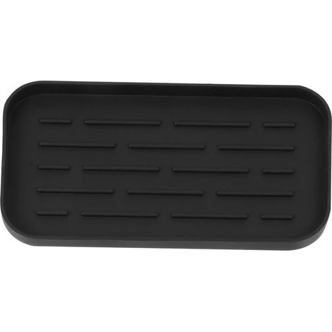 Organisateur Évier Silicone Alimentaire Support Pour Éponge Et Écoulement Tapis De Séchage Noir Pour Vaisselle Fruits Et Légumes (1/5)