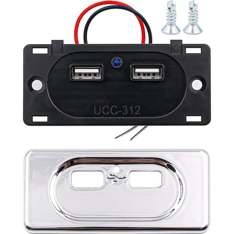 Prise USB 12 V 3,1 A modifiée haute vitesse pour voiture, camping-car, camping-car, transporteur, camionnette, camion - Chargeur universel USB double prise (1/5)