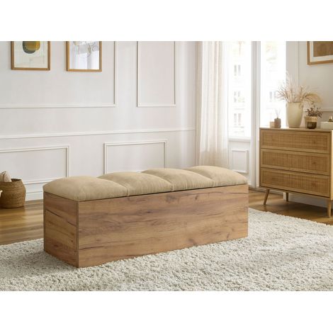 Bobochic – Bout de lit KUMO tissu lisse déperlant – Coffre en bois intégré – Largeur 42cm – Hauteur 52cm – Fabrication Europe (1/5)