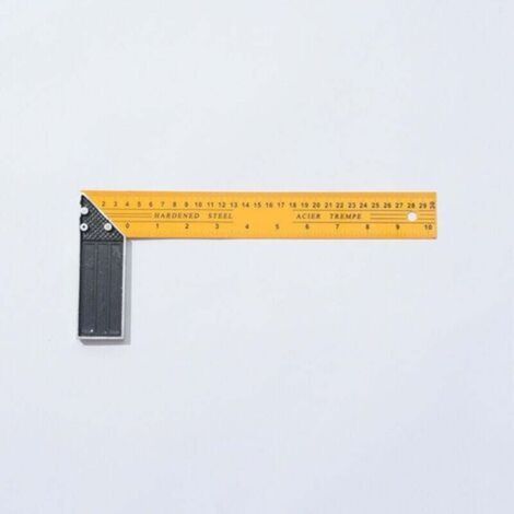 Equerre de menuiserie 250 mm, socle en aluminium, outil de mesure de longueur, jaune (1/4)