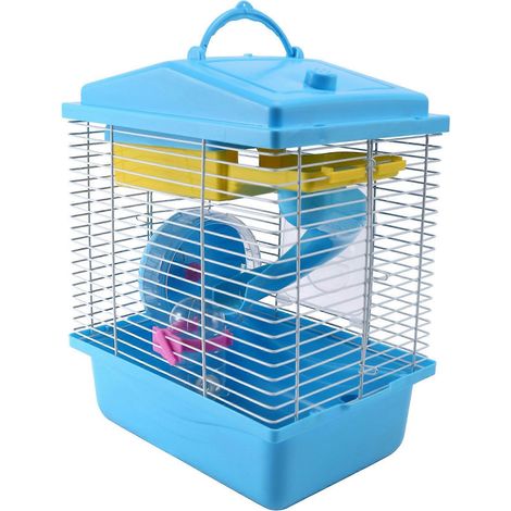 Haustierkäfig Hamsterhaus mit Oberlicht Doppelwandhaus Blau