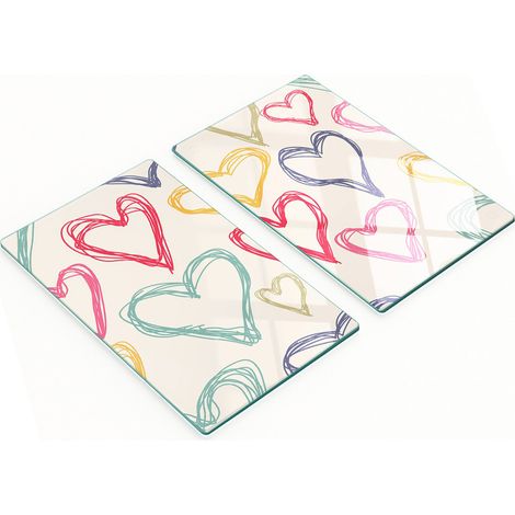 Tablas de cortar decorativas de cristal para cocina con corazones de colores, 2x30x52 cm (1/5)