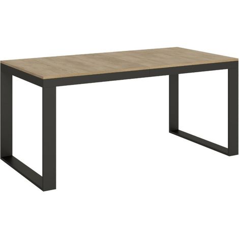 Table extensible 180 à 284cm bois clair et métal anthracite Likro (1/5)