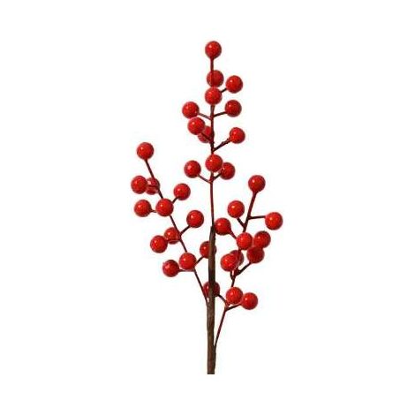 Decoris Ramo di bacche artificiali rosse 38 cm per decorazioni natalizie