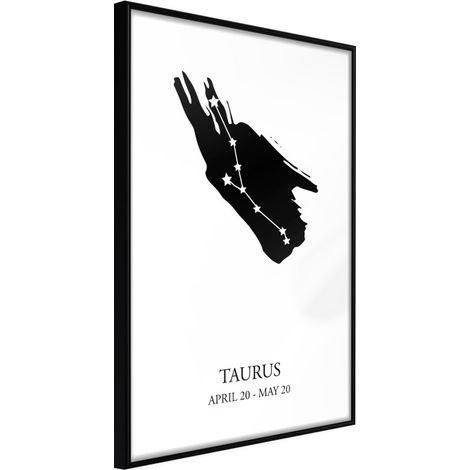 Affiche Murale Encadrée "Zodiac Taurus I" 21 x 30 cm Noir