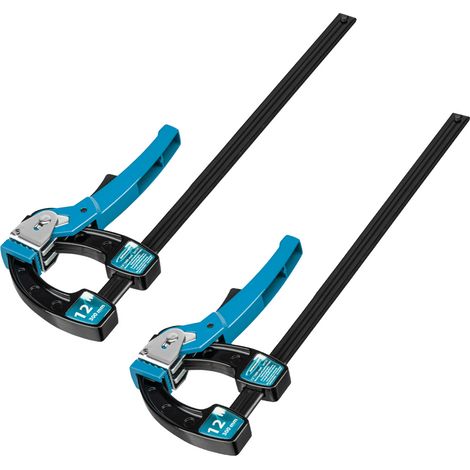 Gross 20721 F-Clamp with quick-release, metal body and lever-tooth mechanism, 12inch/300mm - Twin Pack (1/4)