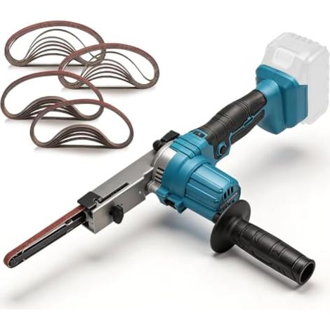 Ponceuse à bande sans fil compatible avec Makita 18 V, ponceuse à main électrique à 90°, lime à bande avec 6 niveaux de vitesse, 24 bandes abrasives pour bois, métal, plastique (1/5)