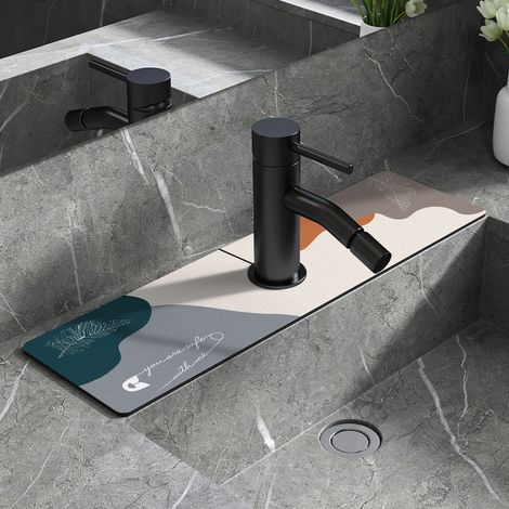 Diatomaceous earth faucet absorbent mat, bathroom faucet mat, splash-proof mat, moisture-proof and non-slip faucet mat - lead color - curtain - 1460cm (no hole in the middle)
