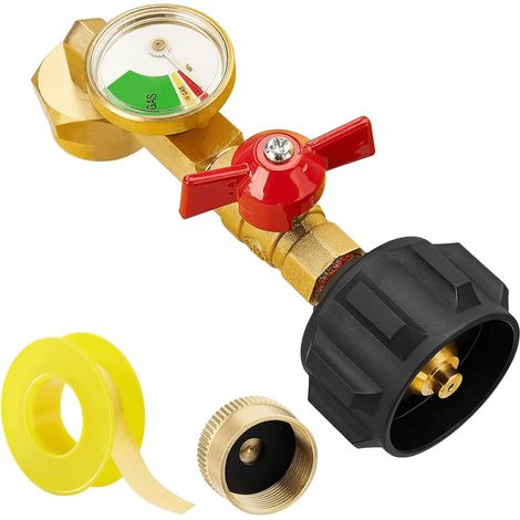 Adaptateur De Recharge De Propane - Raccord QCC1 Vers Cartouche 1 lb - Manomètre Intégré Et Robinet De Contrôle - Pour Bouteilles De 5 À 40 lb - 1 Pièce (1/5)
