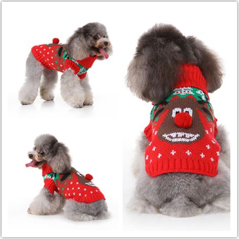 Suéteres para mascotas - Suéteres de renos - Suéteres y ropa para mascotas - Suéteres de otoño para mascotas - Conjuntos navideños (L)