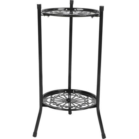 Support de plante en métal à 2 niveaux support de pot de fleur présentoir décoration de la maison accessoires de jardinnoir (1/5)