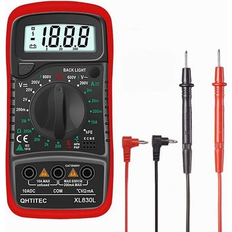 Multimètre numérique à écran digital multifonction AC DC tension courant résistance température testeur avec sonde sonore (1/5)