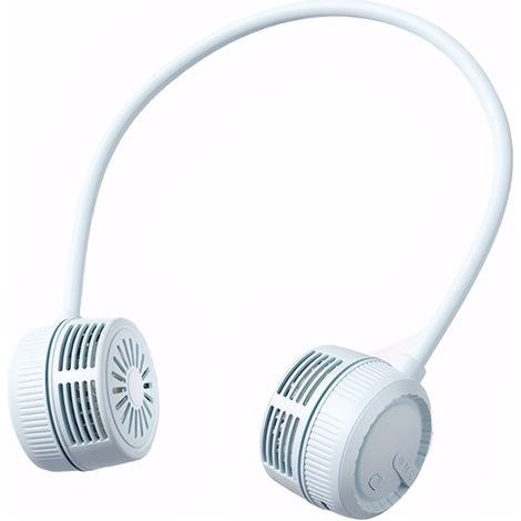 Ventilateur de cou léger mains libres réglable à 360° avec 3 modes de vitesse rechargeable par USB pour bureau, voyage, salle de sport, bleu (1/5)