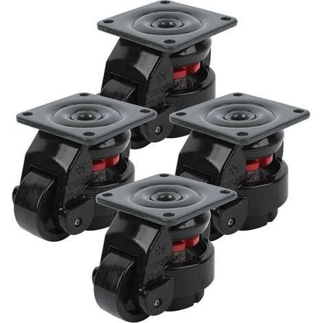 Roulettes Pivotantes 50mm, 250KG/551.16LBS, Roulettes pour Meubles de Nivellement Rétractables Robustes de Rotation à 360°, Roulettes Industrielles Haut de Gamme, Lot de 4 (Noir) (1/5)