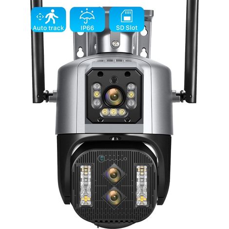Caméra de sécurité à domicile 4MP 4K caméra extérieure trois objectifs double écran 10X hybride Zoom AI suivi automatique CCTV caméra de sécurité extérieure PTZ IP caméra(WIFI,4MP Add 128G Card) (1/5)