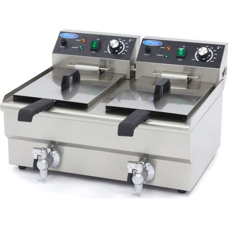 Friteuse - 2 x 10L - 2 Paniers - avec Robinet de Vidange - Maxima (1/5)