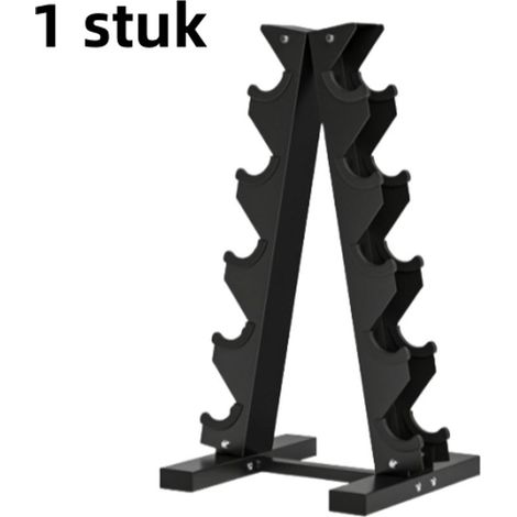 5-tier barbell rack for 10 barbells, sturdy steel, maximum load 100 kg, 66 x 35 x 33 cm, black (1/5)