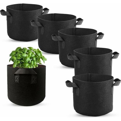 Sac De Culture En Feutre - 6 Pièces - 2 Gallons - Pour Pommes De Terre, Fraises, Tomates, Légumes Et Fleurs