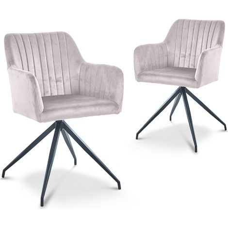 Lot de 2 chaises en velours beige pieds en métal noir RATUS (1/5)