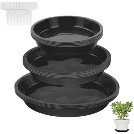 Set of 9 round plastic saucers for flower pots – for indoor and outdoor use