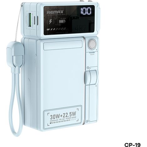 Batterie externe 30 W à charge rapide 3C 20 000 mAh, chargeur sans fil magnétique avec prise (bleu) (1/5)