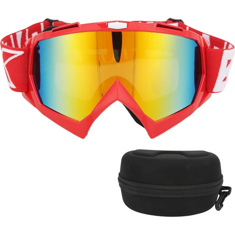 Lunettes de protection moto anti-UV réglables, pour VTT, motocross et randonnée - Cadre et verres rouges (1/5)