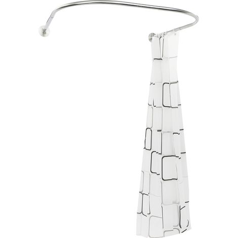 Barra de cortina de ducha, sin taladrar, barra de cortina de ducha en forma de U, bañera de esquina, barra curva con kit de cortina de ducha para baño, aseo