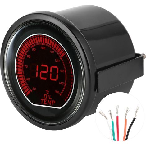Öltemperaturanzeige (52 mm/2 Zoll) für EVO-Serie, Universalanzeige mit blauer/roter LED-Beleuchtung, 12 V, für Benzinmotoren, inklusive Montagesatz (1/5)