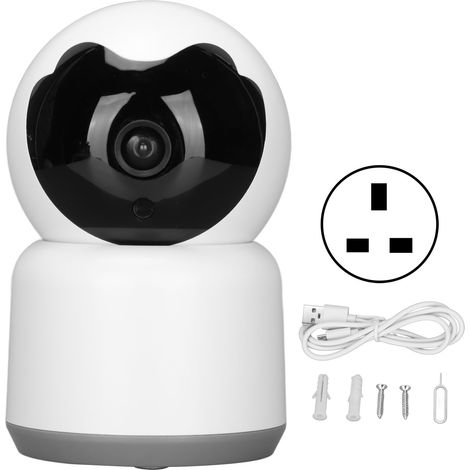 Caméra de surveillance intérieure bébé animal, rotation panoramique inclinaison, détection mouvement alarme, audio bidirectionnel, vision nocturne IR, stockage cloud, compatible Tuya, prise UK (1/5)
