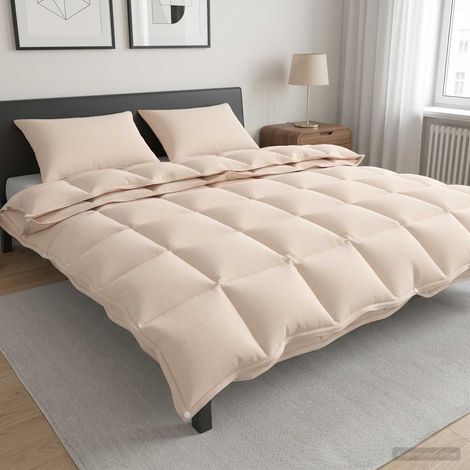 vidaXL Juego de Edredón 2 uds. 260 x 240 cm Kapok y poliéster Beige (1/5)