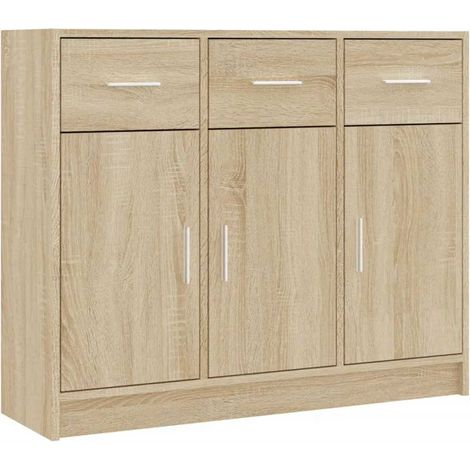 Sideboard Sonoma Oak 91x28x75 cm Engineered Wood vidaXL