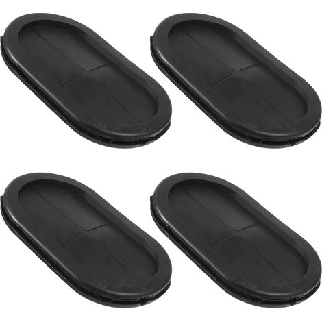 Ensemble de 4 passe-câbles souples en caoutchouc noir Healeved, anneau protection ovale avec joint