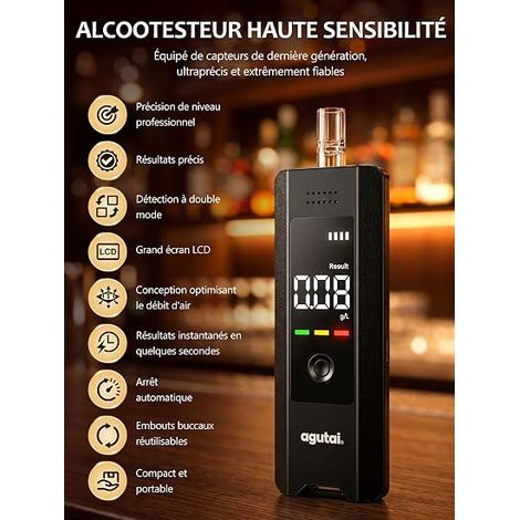 Electronic Alcohol Tester - Alcohol Tester with LCD Digital Display - Portable Alcohol Tester USB C Rechargeable with 10 Tips (1/4)