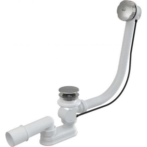 Alcadrain Juegos de desagüe - Conjunto de desagüe y rebosadero para bañera, longitud 800 mm, cromado A55KM-80 (1/2)